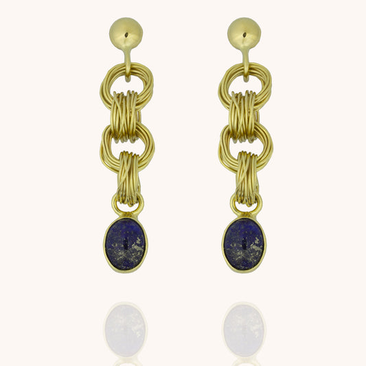 Physis gold vermeil dangle earrings with blue lapis